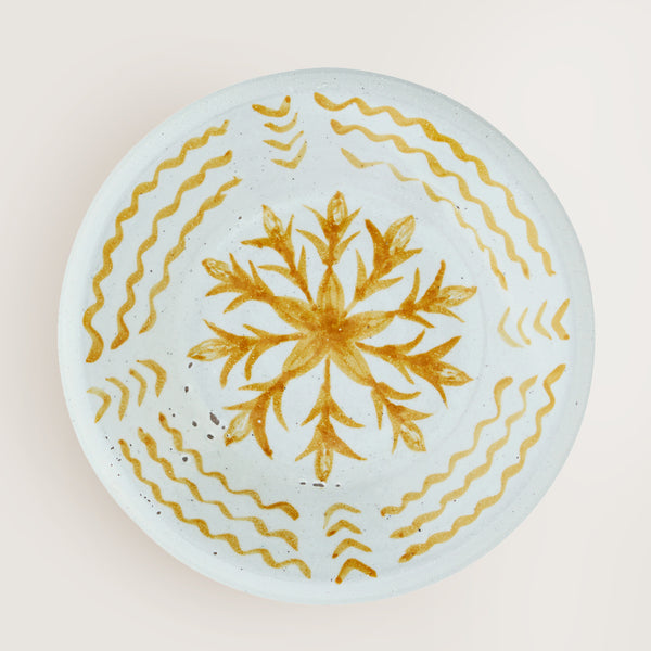 Hand painted decorative terracotta tray - Yellow