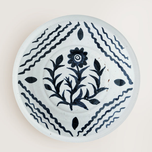 Hand painted decorative terracotta tray - indigo