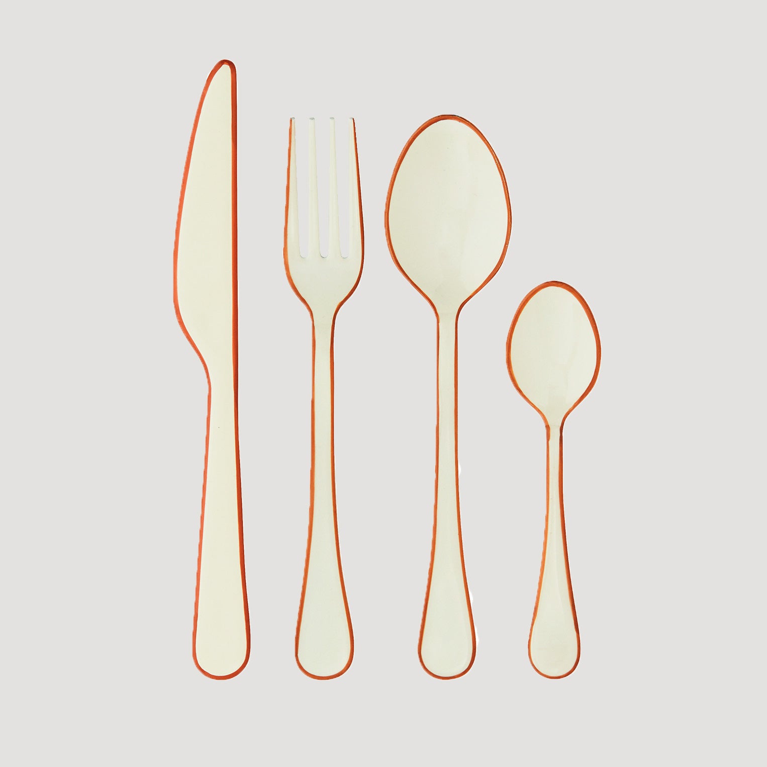 Mira Cutlery enamel set, Off-white and Orange – ATT PYNTA