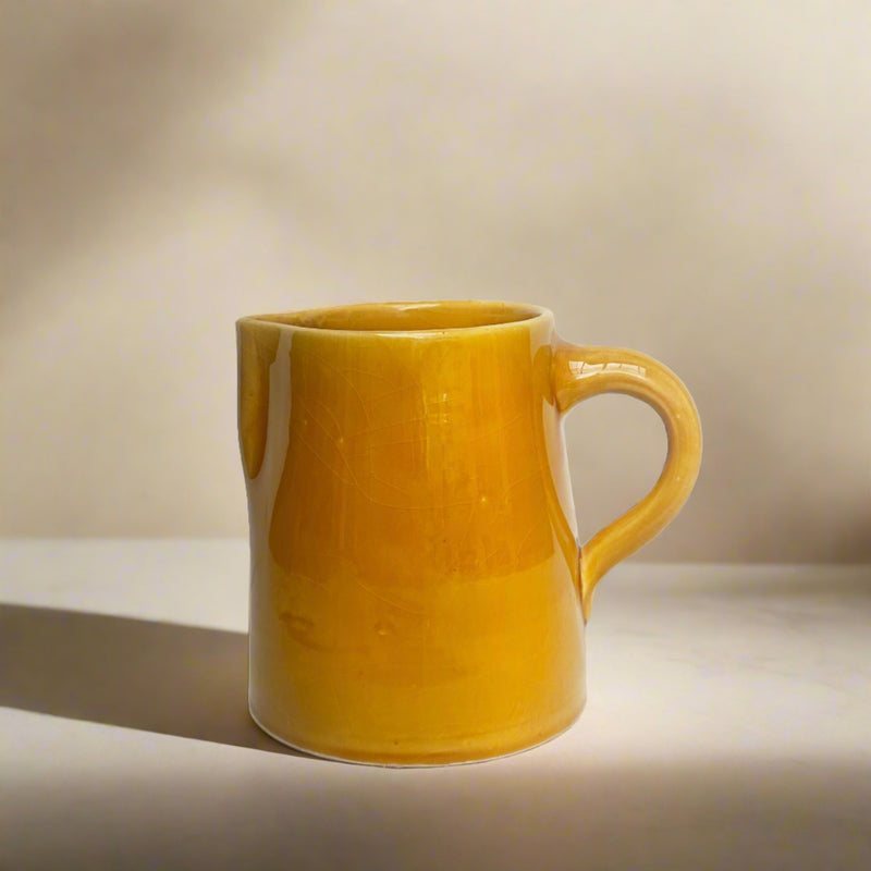 Moroccan handmade yellow glazed jug