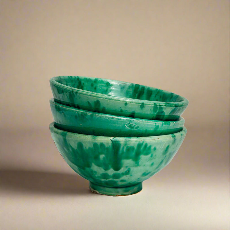 Moroccan handmade sea green pasta bowl