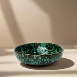 Moroccan handmade oxidised green serving bowl