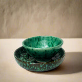 Moroccan handmade oxidised green serving bowl