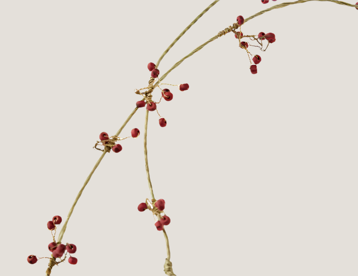 Krans bead garland in aged brass - red