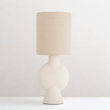 Sergio terracotta table lamp with linen lampshade