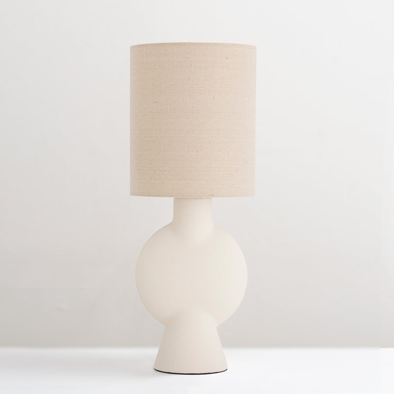 Sergio terracotta table lamp with linen lampshade