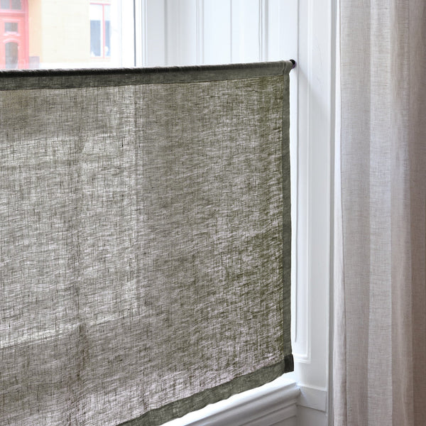 Sheer Linen café curtain - Khaki