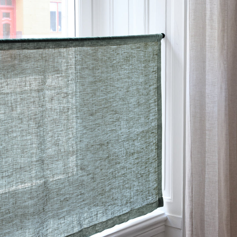 Sheer Linen café curtain - Petrol