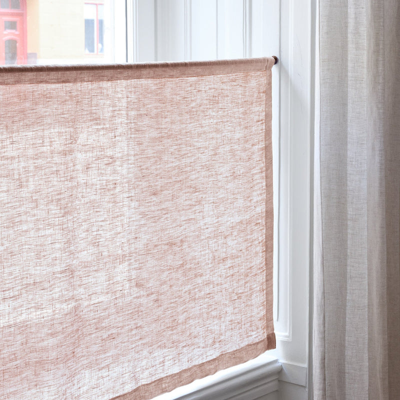 Sheer Linen café curtain - Pink