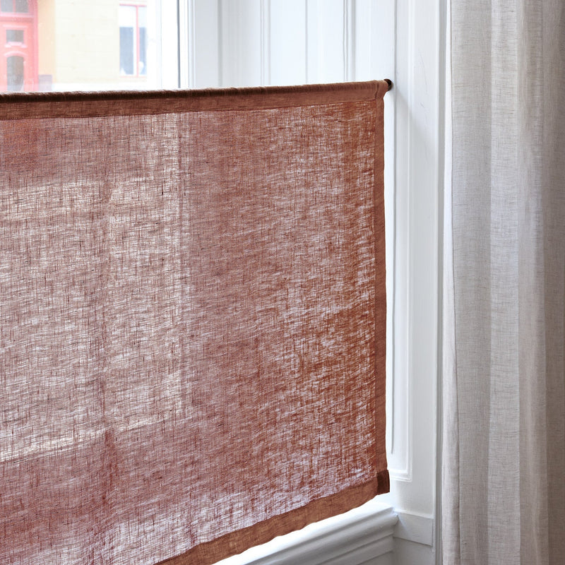 Sheer Linen café curtain - Terracotta