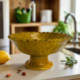 Moroccan Tamegroute Burnt Yellow Glazed pedestal bowl