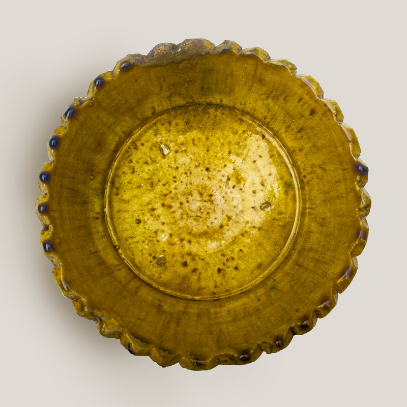 Moroccan Tamegroute Burnt Yellow Glazed pedestal bowl