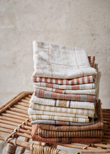 Linn Stripe kitchen tea towel, terracotta and grey stripe