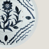 Hand painted decorative terracotta wall plate - indigo