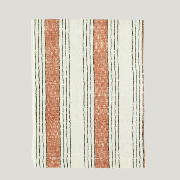 Linn Stripe kitchen tea towel, terracotta and grey stripe