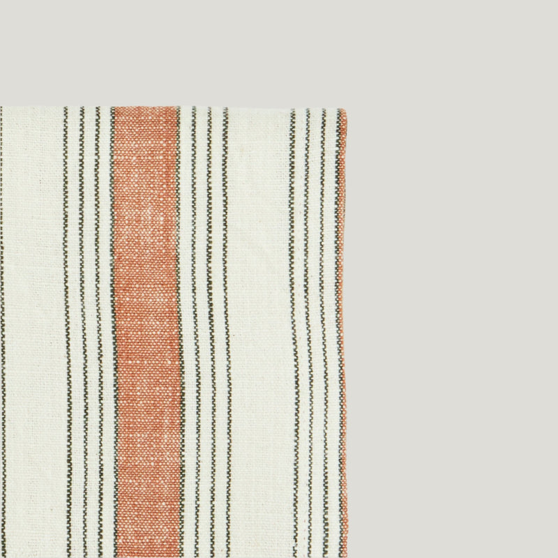 Linn Stripe kitchen tea towel, terracotta and grey stripe