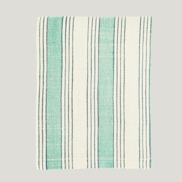 Linn Stripe kitchen tea towel, Sage and Forest green