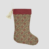 Printed Christmas stocking with tassel, burgundy