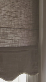 Scallop Edge Linen Roman Blind - Grey/Off-white