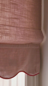 Scallop Edge Linen Roman Blind - Pink/terracotta