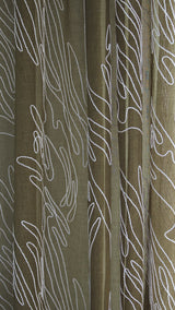 Embroidered Voile sheer curtain - Khaki